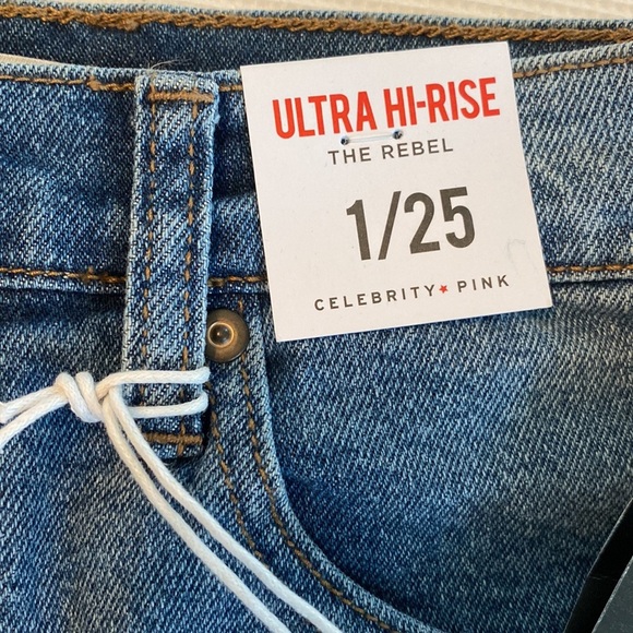 Celebrity Pink Ultra Hi Rise The Rebel Distressed Woman’s Jeans Shorts size 1 - Picture 2 of 12